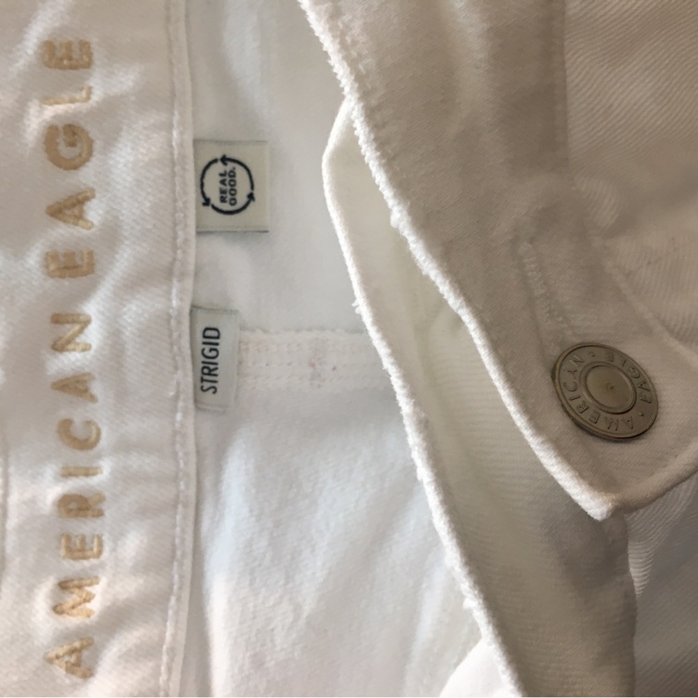 American Eagle Jean Strigid Jean Shorts Size 16 White Relaxed Fit Stretch - Picture 8 of 9
